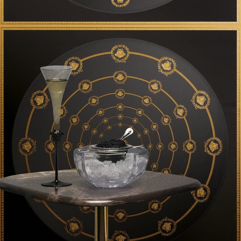Versace Papel pintado no tejido I Love Baroque Medusa Circles Black Gold de lujo