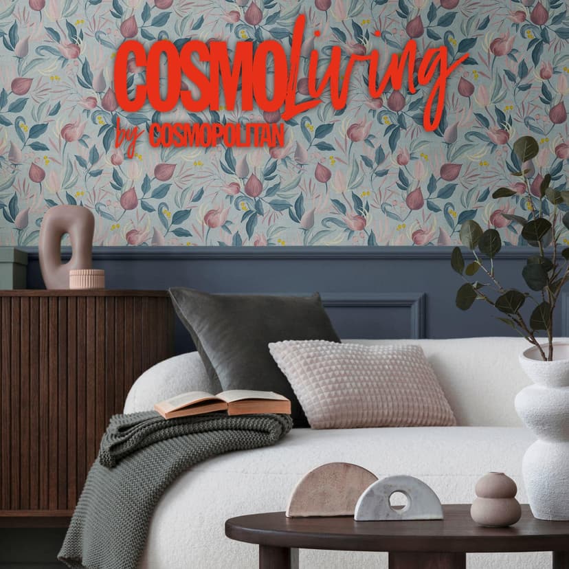 COSMOPOLITAN Papel pintado de diseño floral azul claro rosa - Papel pintado no tejido para dormitorios