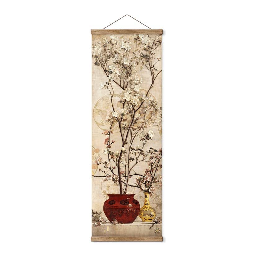 Póster de tela Coleman - Naturaleza muerta con azaleas en maceta china - Panorama
