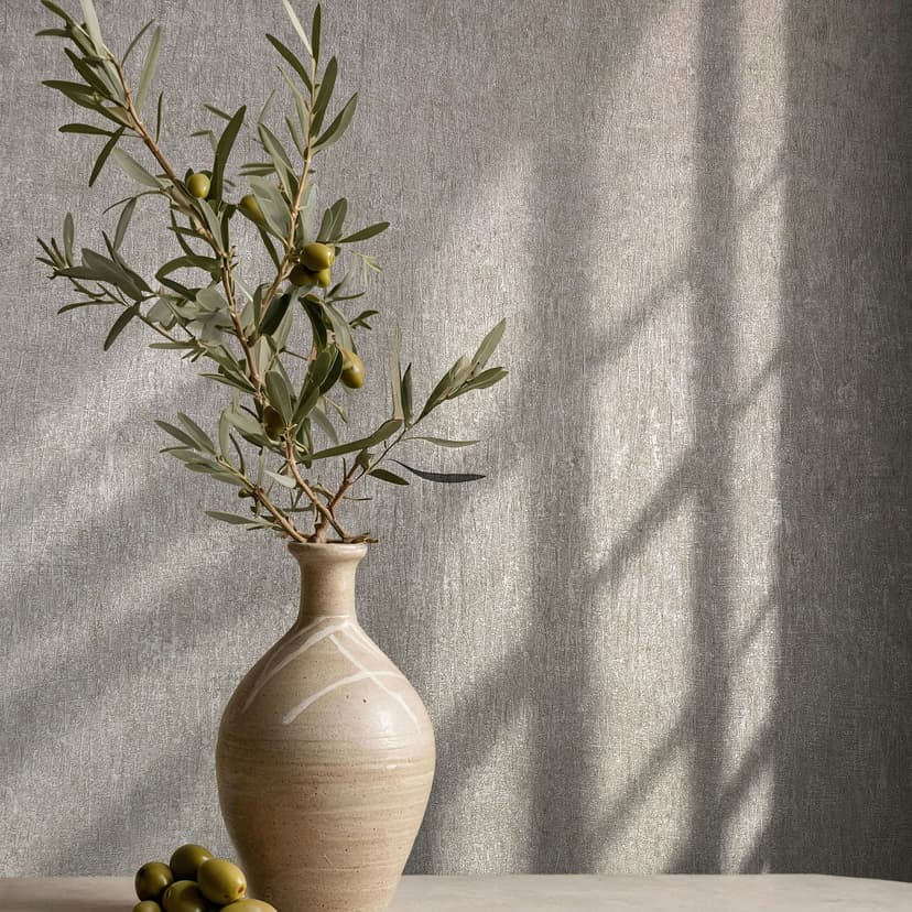 Papel pintado no tejido en gris, beige aspecto hormigón liso moderno
