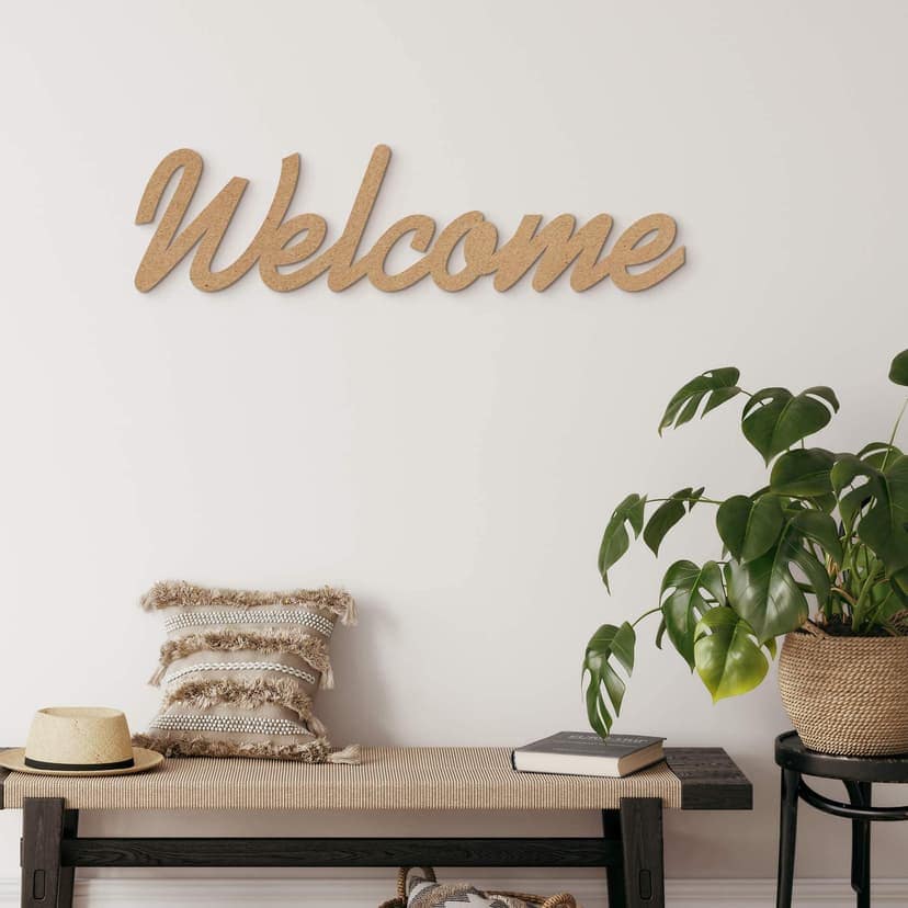 MDF decoración 3D letras Bienvenido - naturaleza