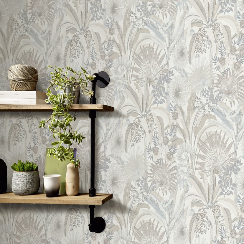 Papel pintado floral, papel pintado no tejido Erismann Martinique beige