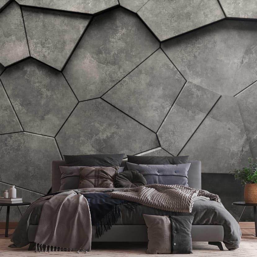 Fotomural 3D con diseño geométrico - diseño industrial - aspecto hormigón gris