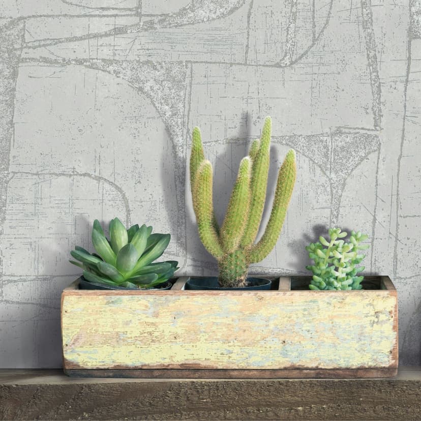 Papel pintado no tejido gris brillante Formas geométricas Gráfico moderno