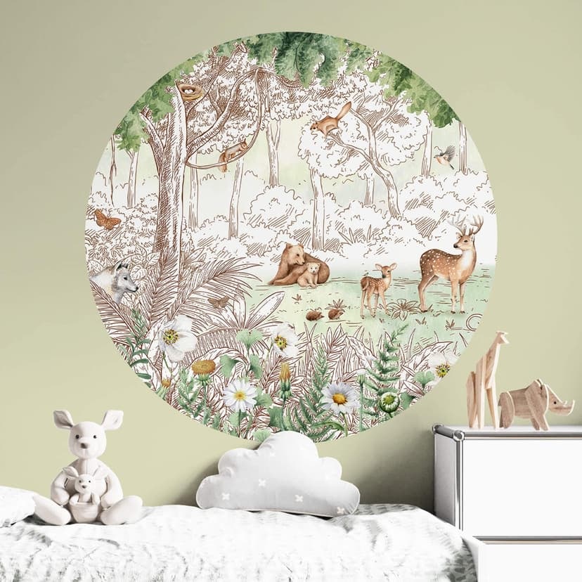 Vinilo decorativo Kikki Belle - Amigos del bosque primavera - Redondo