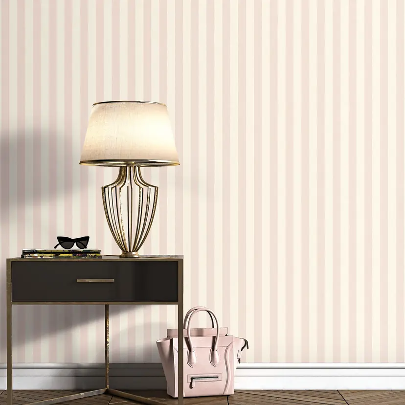 Papel pintado de rayas, papel pintado no tejido Erismann Versailles beige, rosa
