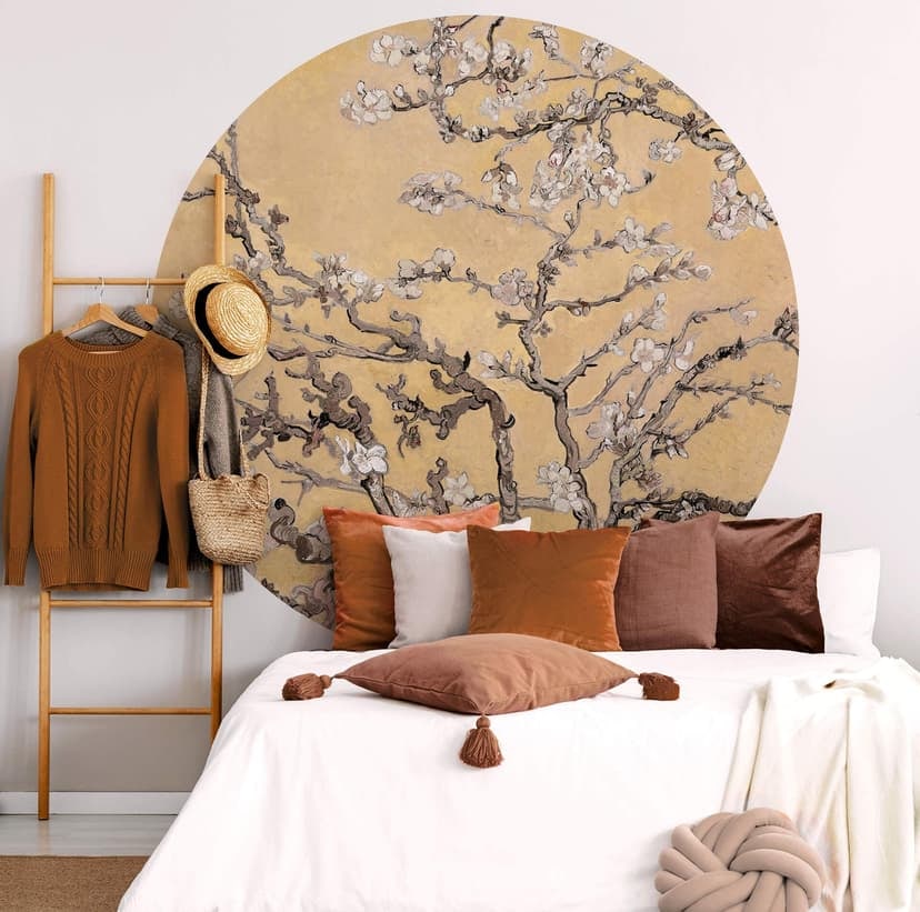 Fotomural van Gogh - Almendro en flor crema - Redondo - Papel pintado autoadhesivo/no tejido