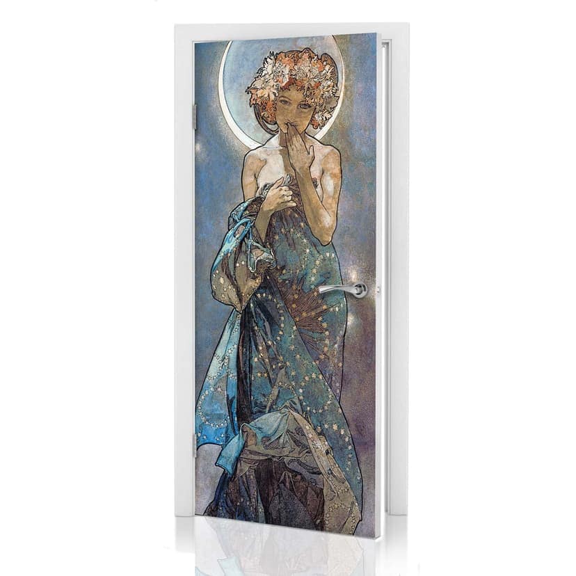Puerta diseño Mucha - Estrellas: La luna 91x200 cm