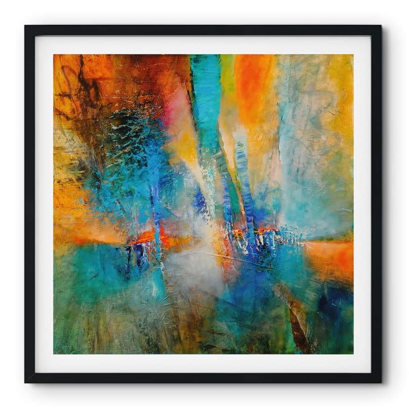 Póster Urban light en azul y naranja - Schmucker - Cuadrado