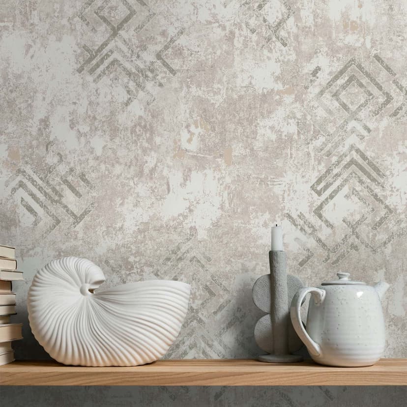 Papel pintado no tejido aspecto hormigón gráfico moderno en gris