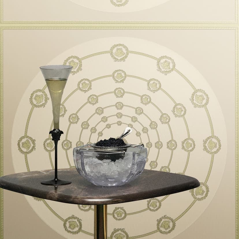 Papel pintado no tejido I Love Baroque Medusa Circles Grey Green elegante