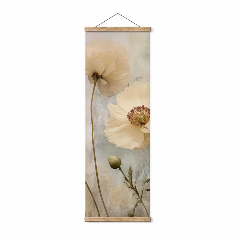 Póster de tela Esplendor de flores en cálidos tonos pastel - Paksoylu - Panorama