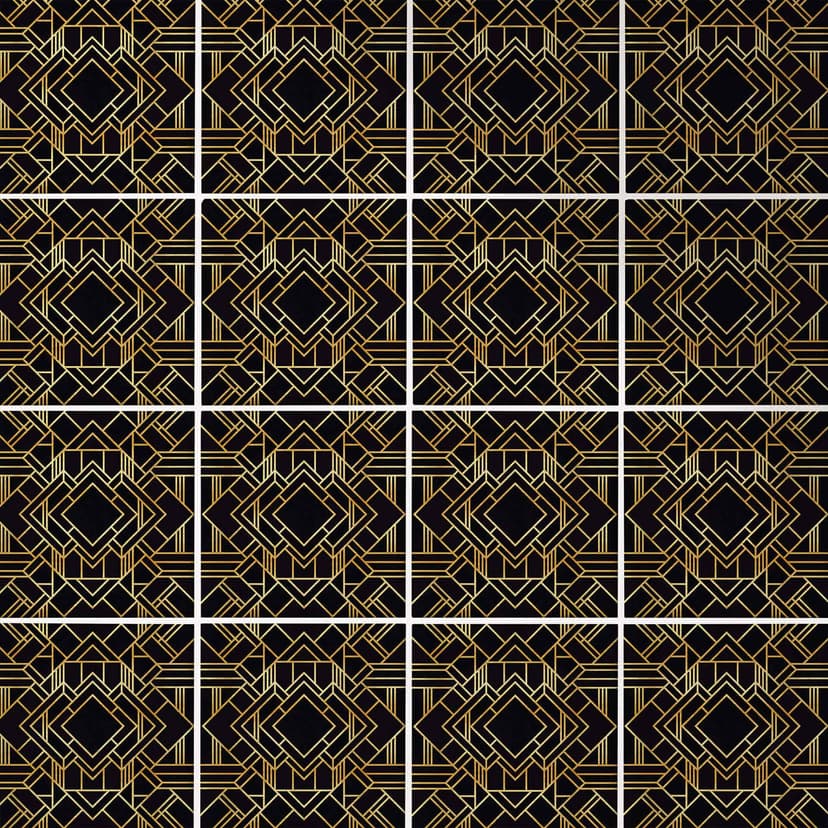 Azulejos Adhesivos Fredriksson - Art Deco Negro Oro - Lote de 12