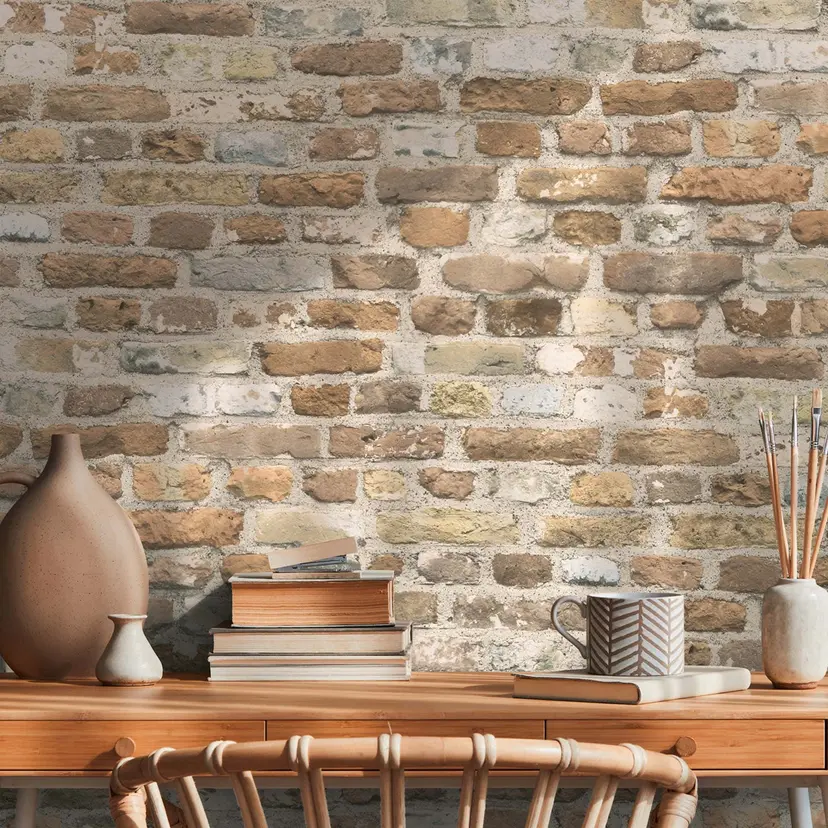 Papel pintado Piedra 3D papel pintado no tejido marrón efecto piedra salón, cocina
