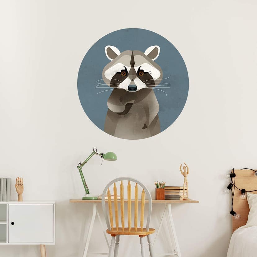 Vinilo decorativo mapache de pared - Redondo - Marrón