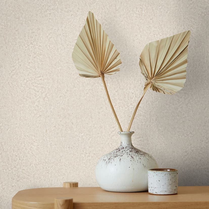 Papel pintado no tejido de color beige, marrón con textura de yeso liso