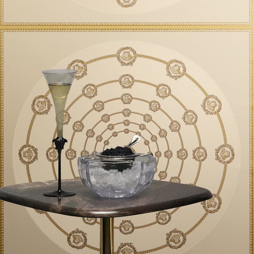 Papel pintado no tejido I Love Baroque Medusa Circles Beige Gold elegante