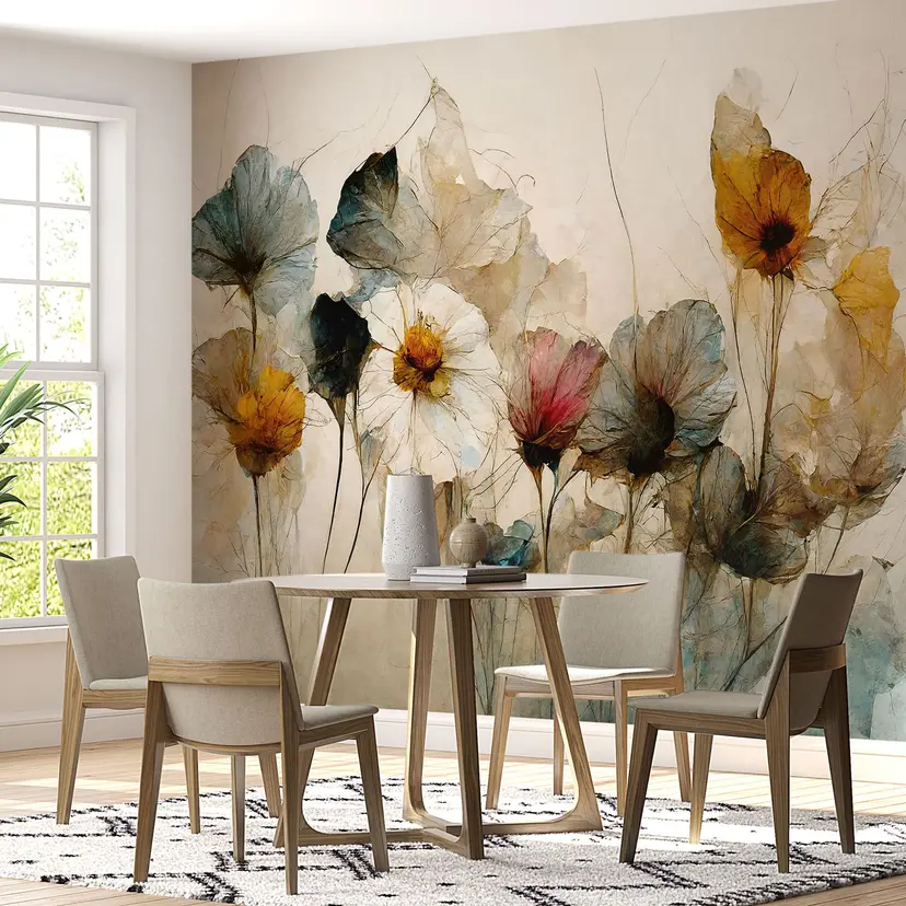 Papel pintado Ramo de flores secas - Papel pintado floral - Treechild