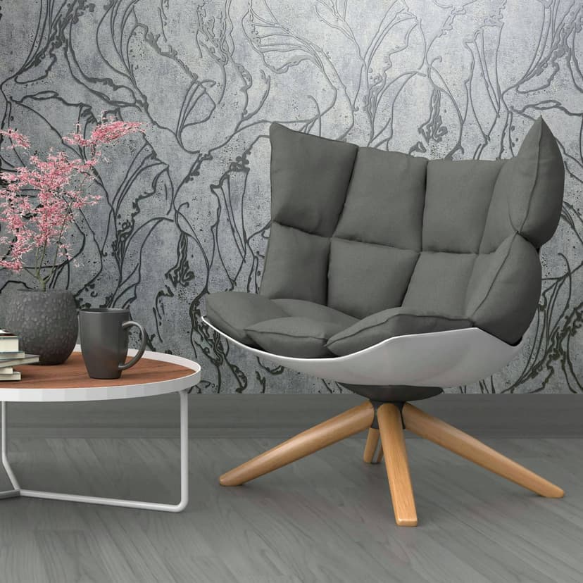 Papel pintado no tejido con líneas curvas brillantes gráfico gris