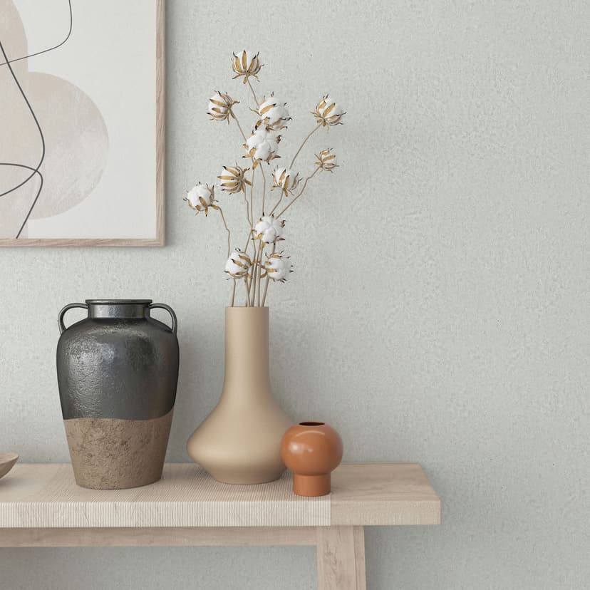 Papel pintado no tejido en blanco, gris con textura de yeso liso