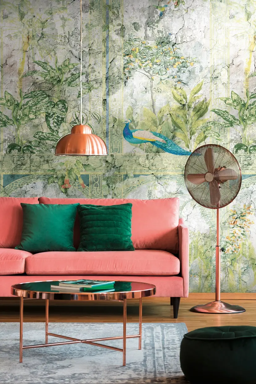 Papel pintado Floral Livingwalls plantas verde azul - papel pintado no tejido - liso y mate