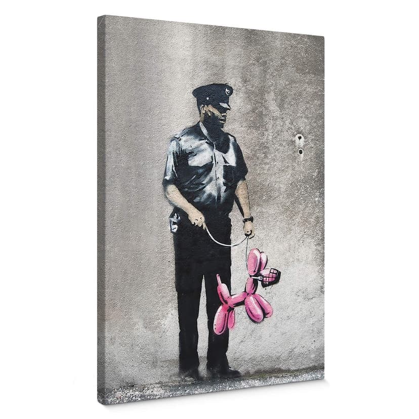 Lienzo Banksy - Guardia de Policía Perro Globo Rosa