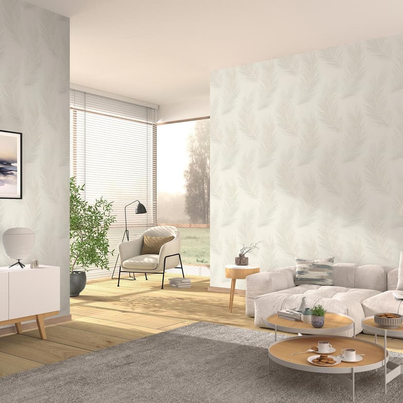 Papel pintado no tejido, papel pintado motivo hoja Aurora beige
