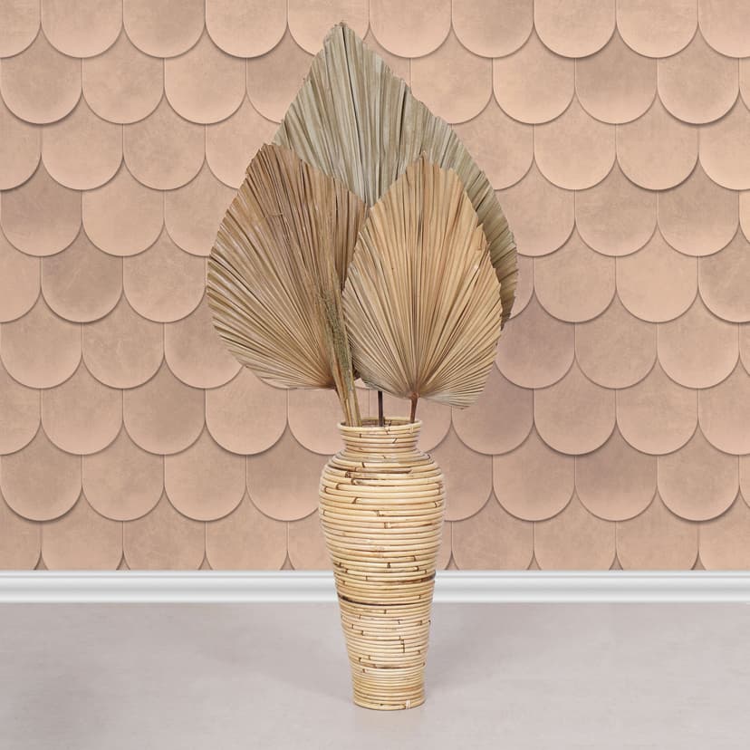 Papel pintado no tejido en naranja 3D look escamas vintage usado look geométrico