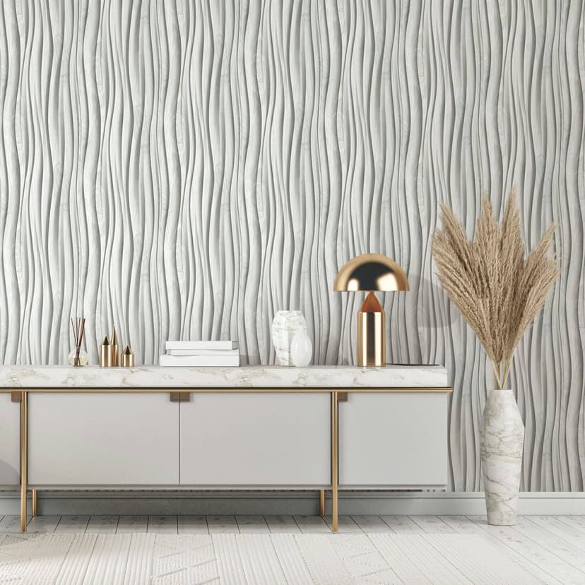 Papel pintado no tejido en blanco, gris Panel efecto madera 3D aspecto 3D moderno